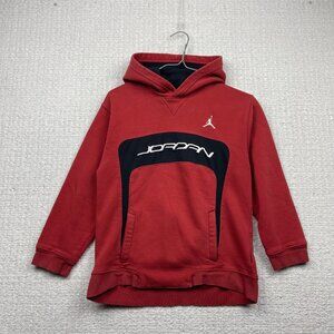 Y2K Nike Air Jordan Red Hoodie Youth Sz S Sportswear Basketball Cyber Logo Read